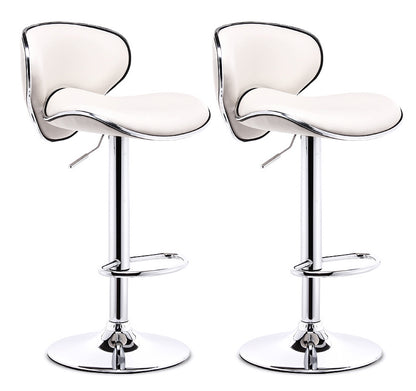 2 x Resort Designer PU Leather Bar Stools (White - Set of 2)