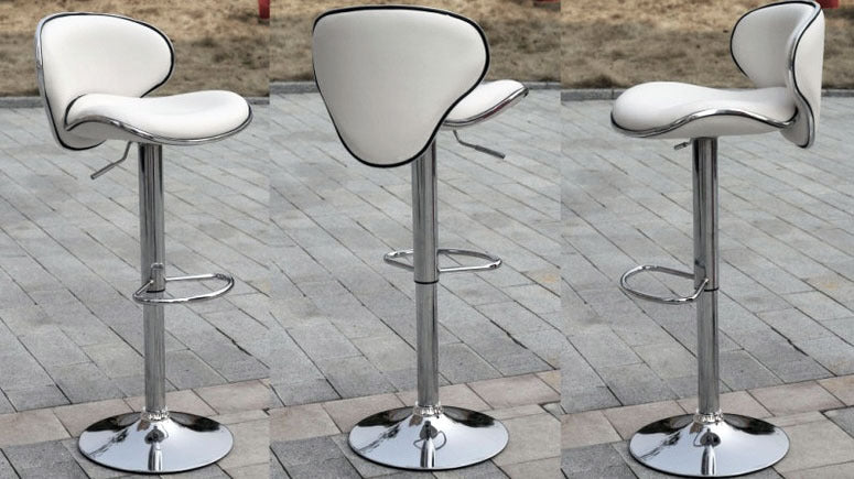 2 x Resort Designer PU Leather Bar Stools (White - Set of 2)