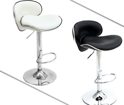 2 x Resort Designer PU Leather Bar Stools (White - Set of 2)