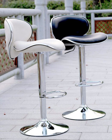 2 x Resort Designer PU Leather Bar Stools (White - Set of 2)