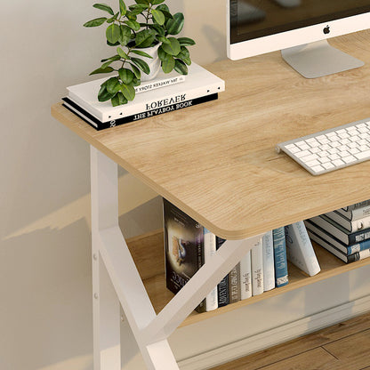 Kori Wood & Metal Computer Desk with Shelf (Natural Oak) - 80cm
