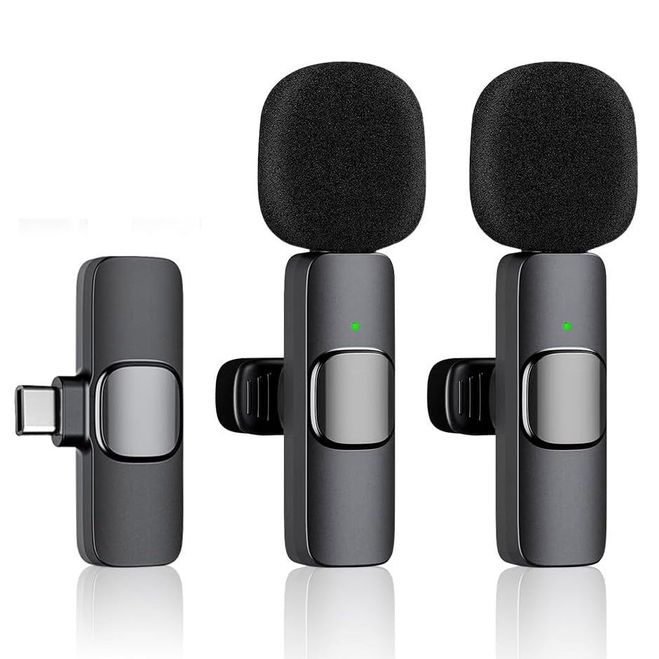 Professional 2-Piece Set Wireless Lavalier Microphones for Smartphones