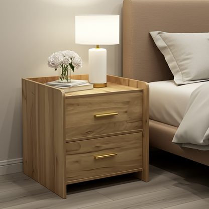 Serene 2-Drawer Bedside Table Nightstand (Rustic Oak)