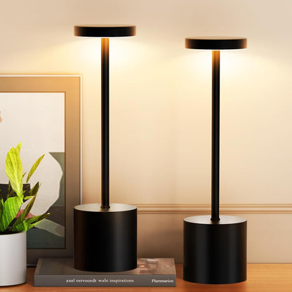 Luxury Designer LED Metal Tall Table Lamp Cordless Touch Sensor Night Light (Black)