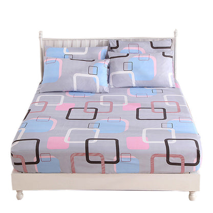 3-Piece Geo Bedding Set Fitted Sheet and Pillowcases - Queen Size 150cm