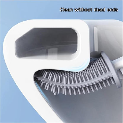 Revolutionary Wall Mounted Silicone Soft Flex Toilet Brush and Holder (White)