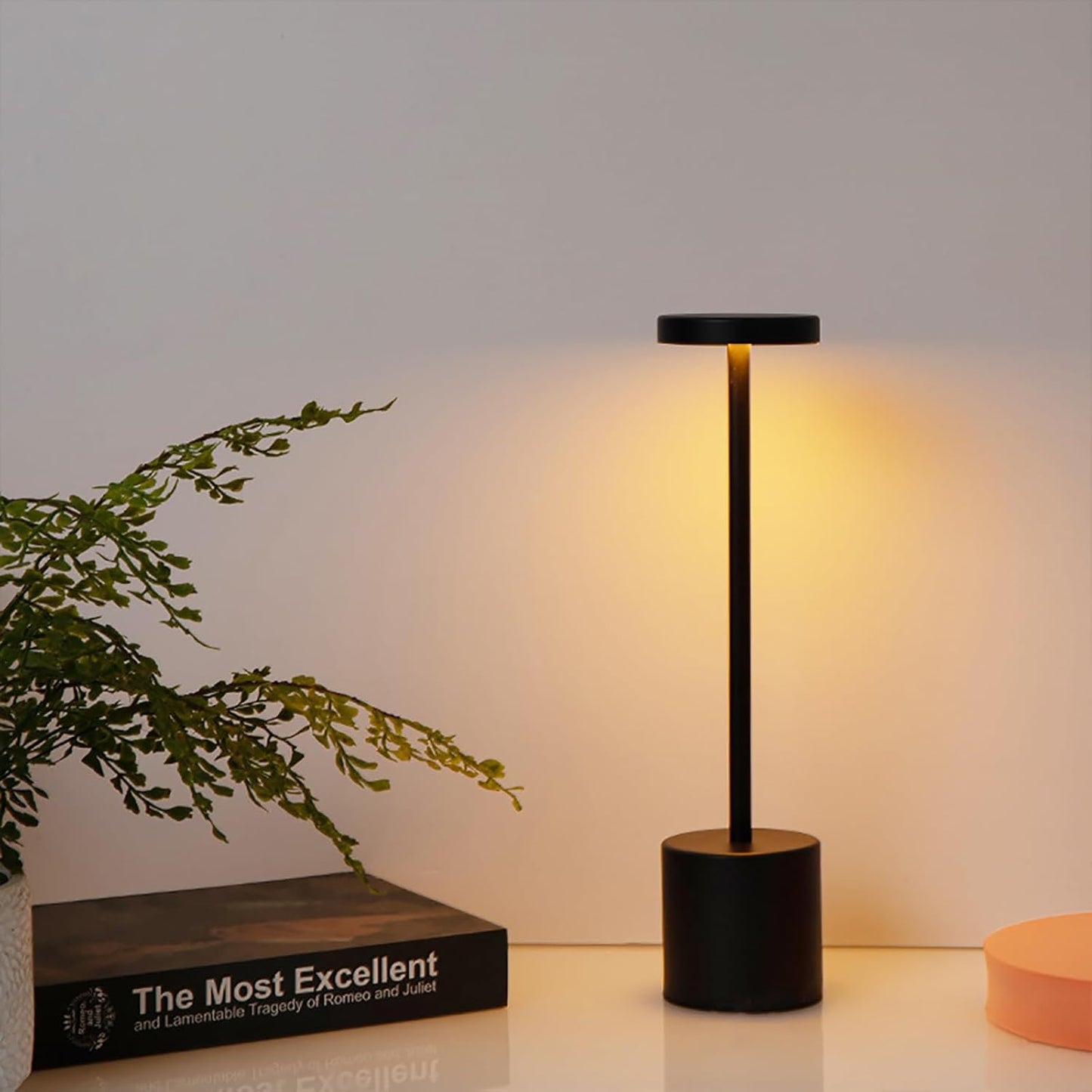 Luxury Designer LED Metal Tall Table Lamp Cordless Touch Sensor Night Light (Black)