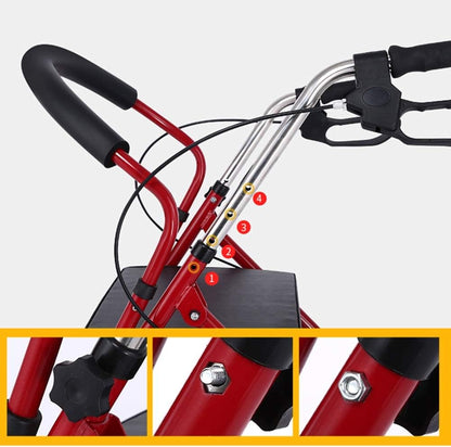 6-Wheel Senior's Foldable Rollator Mobility Walker Walking Frame with Seat