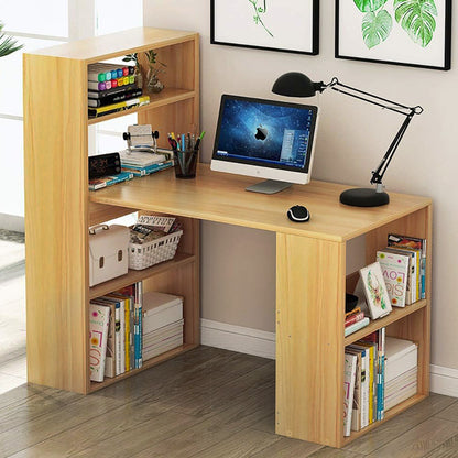 Varossa's Organizer Combination Workstation Computer Desk with 6 Storage Shelves (Oak)