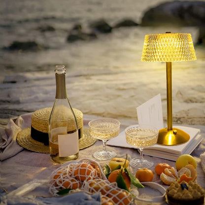 Luxe Diamond Crystal Table Lamp Touch-Dimmable LED Rechargeable Night Light