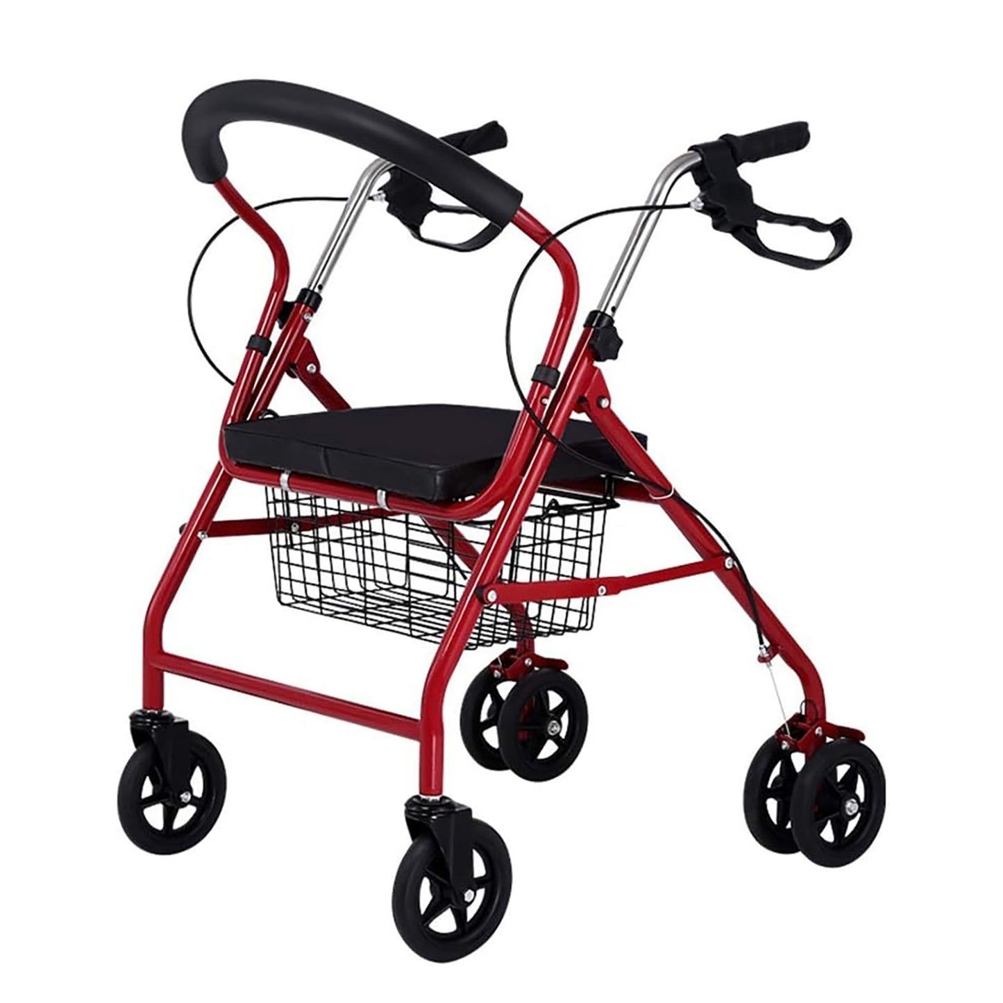 6-Wheel Senior's Foldable Rollator Mobility Walker Walking Frame with Seat