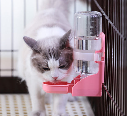 Pet Water Gravity Dispenser Bottle Feeder Station (Pink)