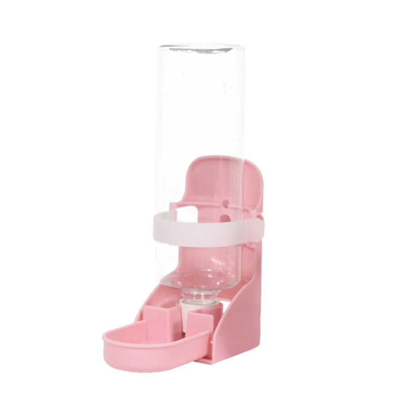 Pet Water Gravity Dispenser Bottle Feeder Station (Pink)