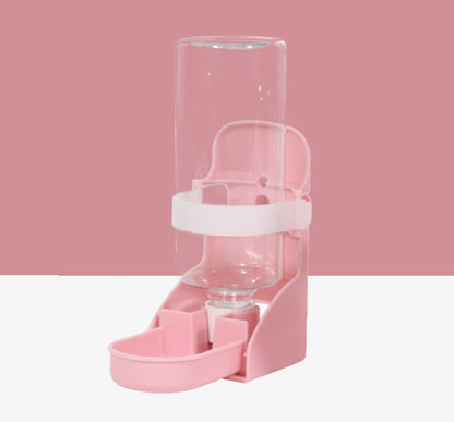 Pet Water Gravity Dispenser Bottle Feeder Station (Pink)