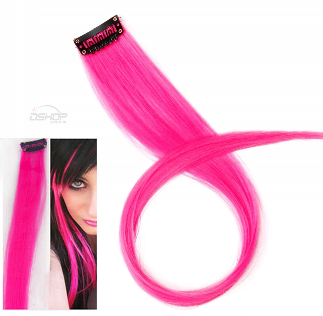 Instant Clip In Hair Extension Highlight (Fuchsia Pink)