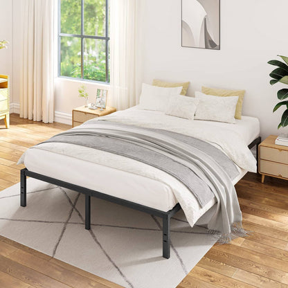 Titan Heavy Duty Metal Platform Bed Base Frame - Double Size, Black Steel