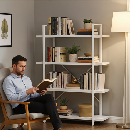 Envision 4-Tier Bookcase Storage Shelf Organizer (White)