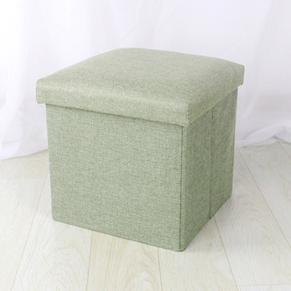 Multifunction Linen Ottoman Folding Storage Stool (Sage)