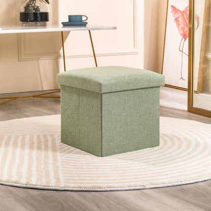 Multifunction Linen Ottoman Folding Storage Stool (Sage)