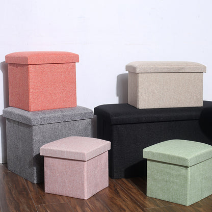 Multifunction Linen Ottoman Folding Storage Stool (Sage)