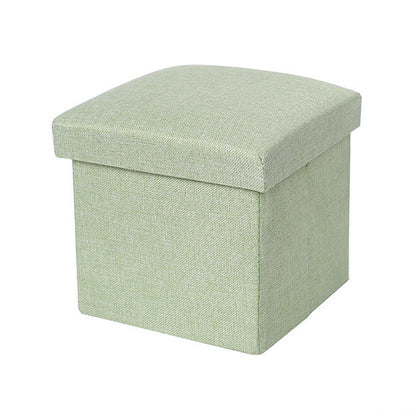 Multifunction Linen Ottoman Folding Storage Stool (Sage)