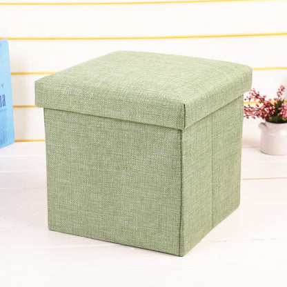 Multifunction Linen Ottoman Folding Storage Stool (Sage)