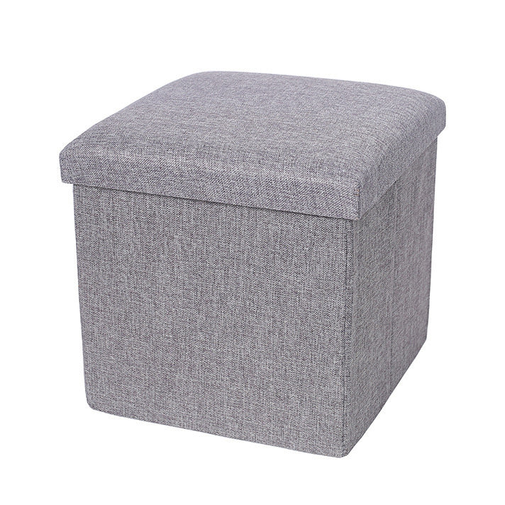 Multifunction Linen Ottoman Folding Storage Stool (Grey)