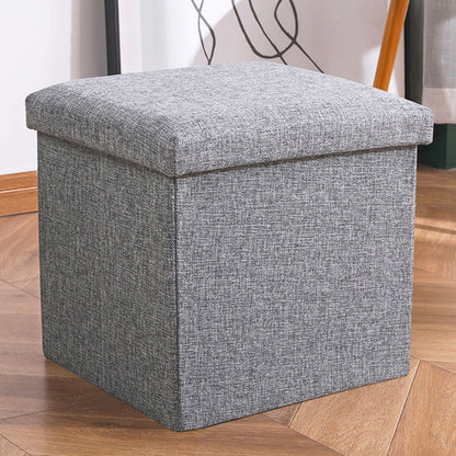 Multifunction Linen Ottoman Folding Storage Stool (Grey)