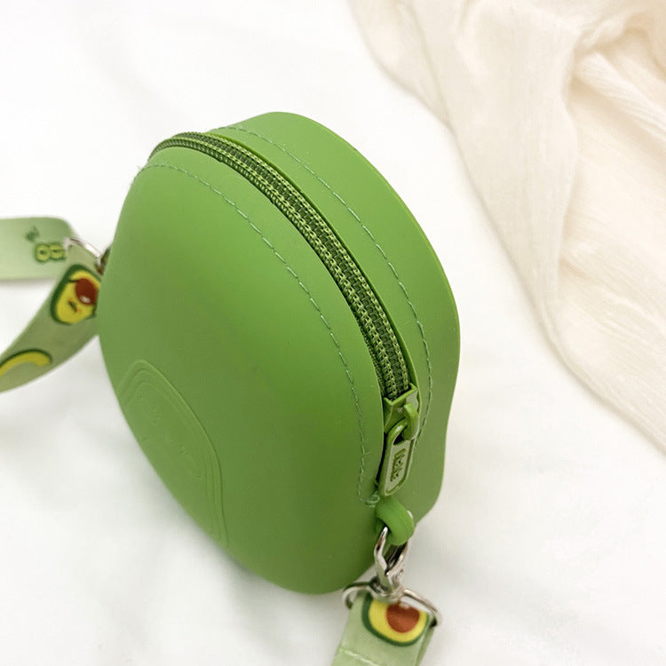 Lovely Girls Cute Avocado Silicone Crossbody Bag