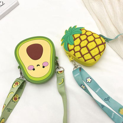 Lovely Girls Cute Avocado Silicone Crossbody Bag