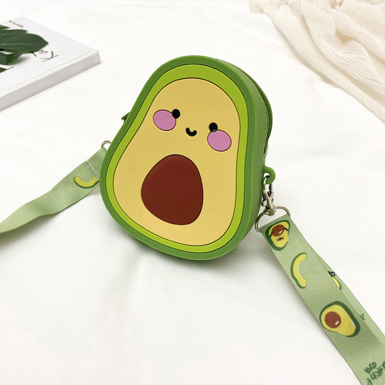 Lovely Girls Cute Avocado Silicone Crossbody Bag