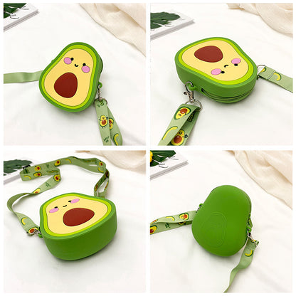 Lovely Girls Cute Avocado Silicone Crossbody Bag