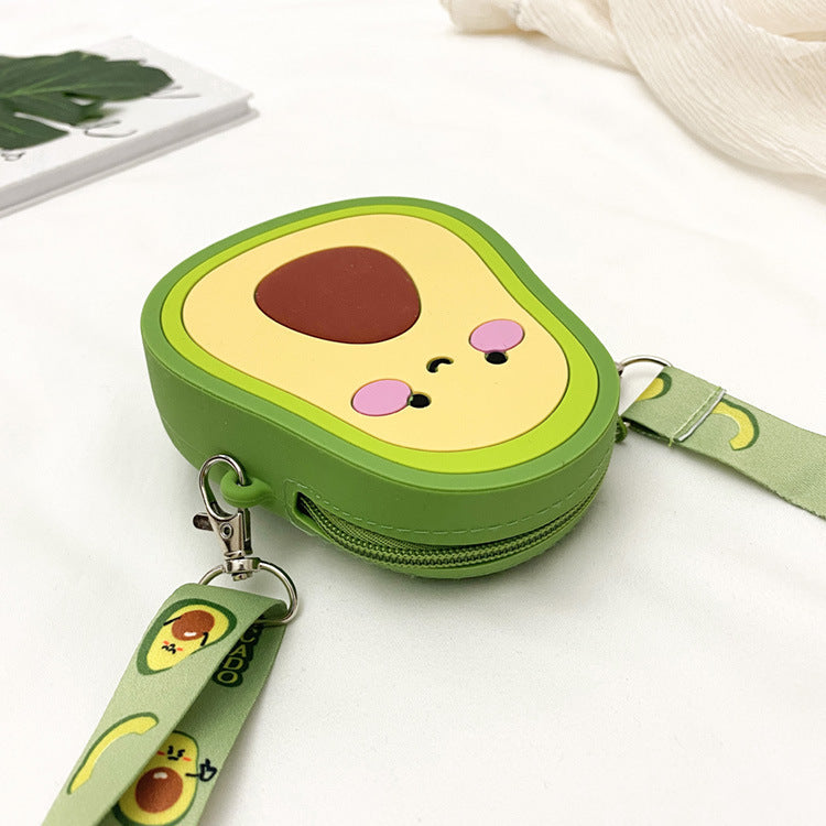 Lovely Girls Cute Avocado Silicone Crossbody Bag