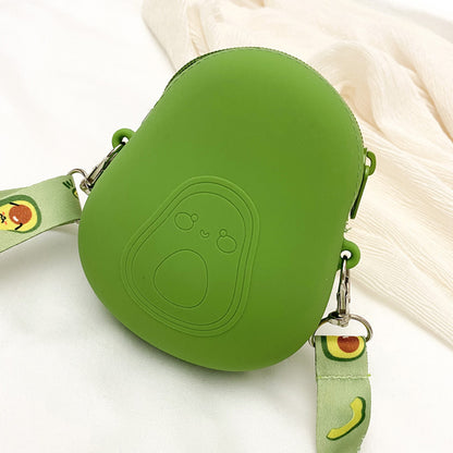 Lovely Girls Cute Avocado Silicone Crossbody Bag