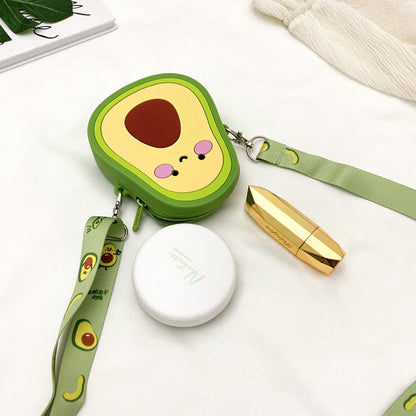 Lovely Girls Cute Avocado Silicone Crossbody Bag