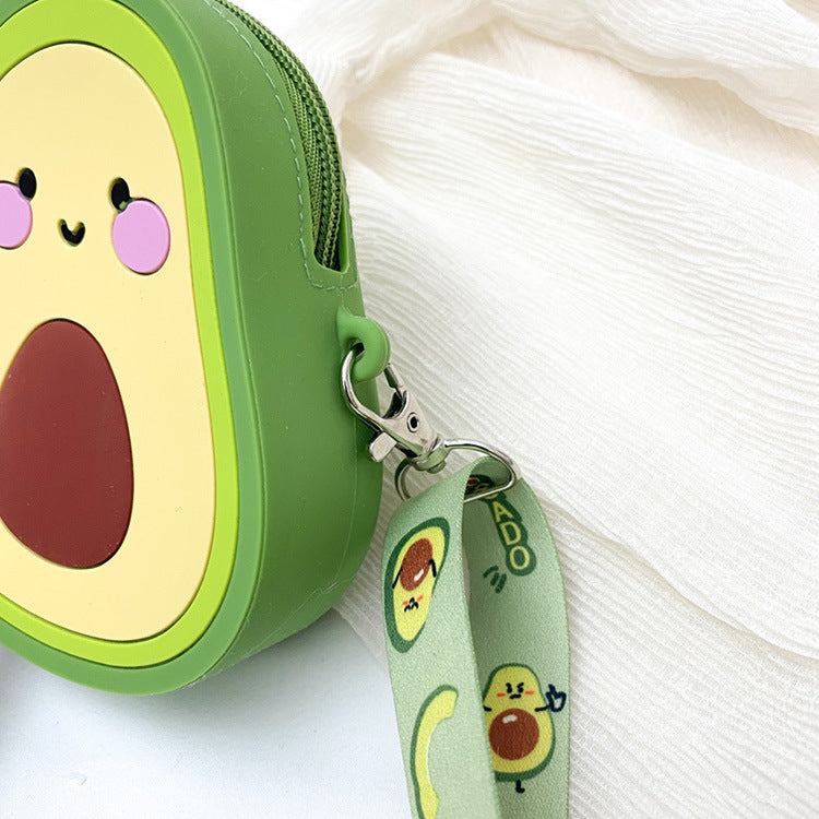 Lovely Girls Cute Avocado Silicone Crossbody Bag