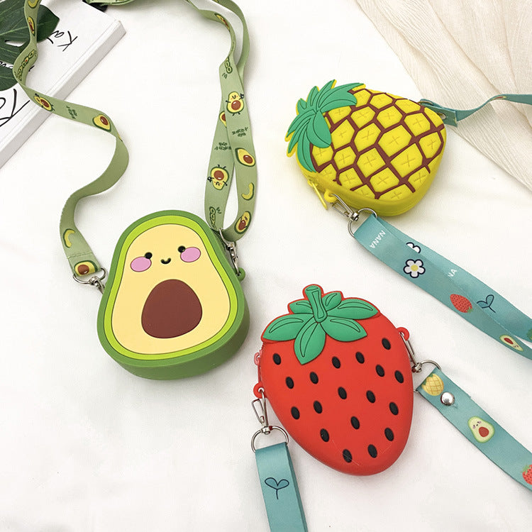 Lovely Girls Cute Avocado Silicone Crossbody Bag