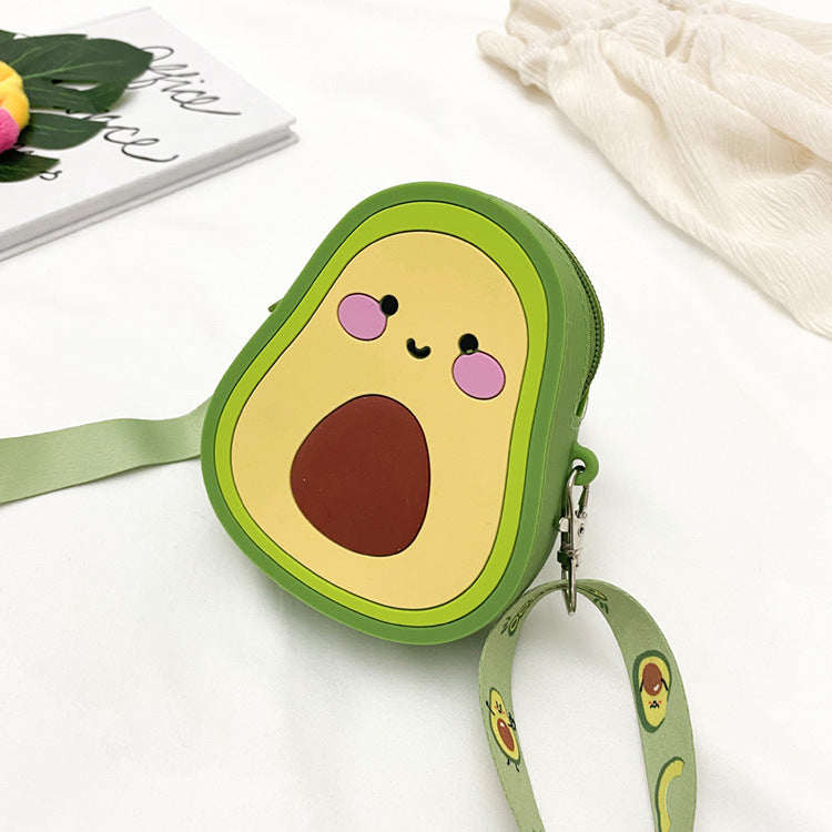 Lovely Girls Cute Avocado Silicone Crossbody Bag