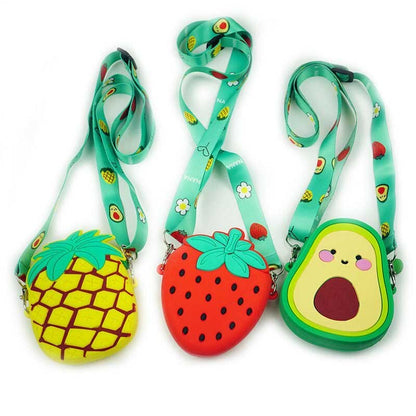 Lovely Girls Cute Avocado Silicone Crossbody Bag