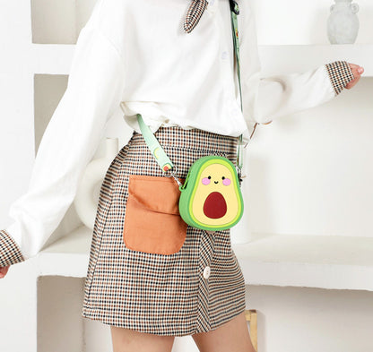 Lovely Girls Cute Avocado Silicone Crossbody Bag