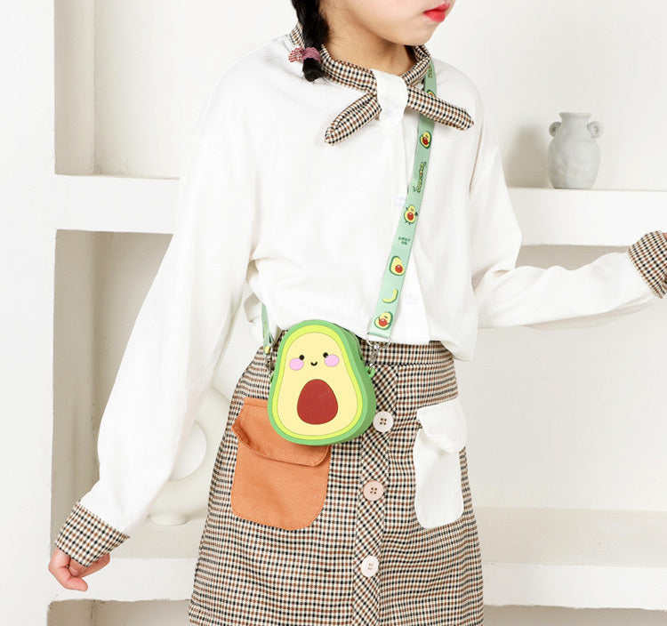 Lovely Girls Cute Avocado Silicone Crossbody Bag