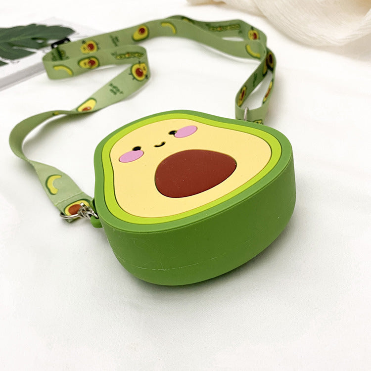 Lovely Girls Cute Avocado Silicone Crossbody Bag