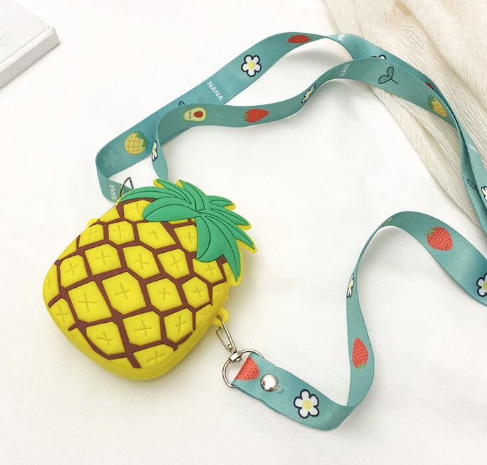 Lovely Girls Cute Pineapple Silicone Crossbody Bag