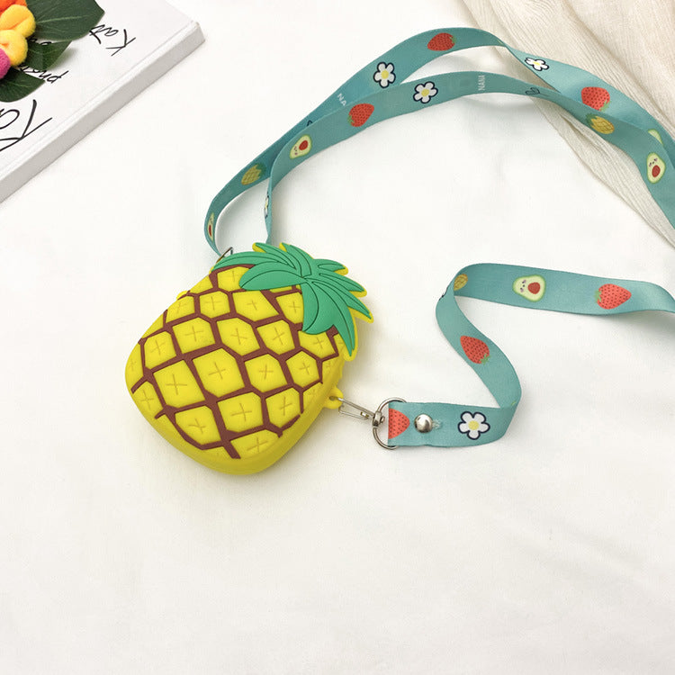 Lovely Girls Cute Pineapple Silicone Crossbody Bag