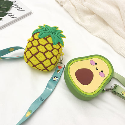 Lovely Girls Cute Pineapple Silicone Crossbody Bag