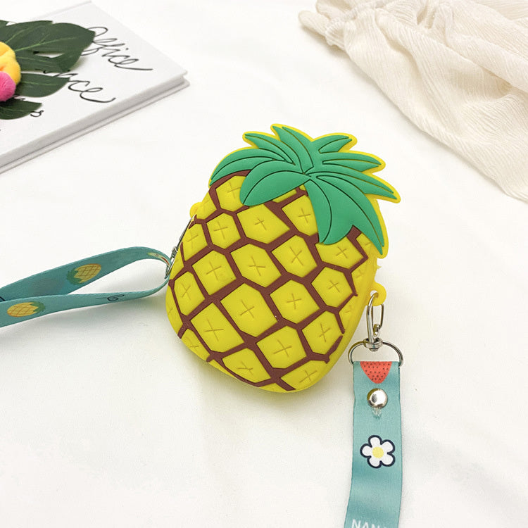 Lovely Girls Cute Pineapple Silicone Crossbody Bag