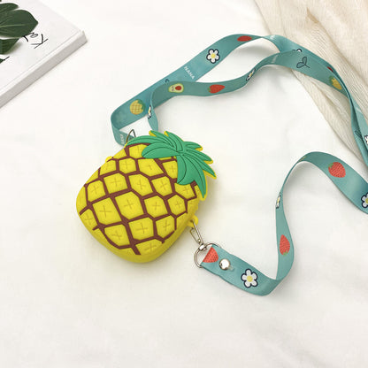 Lovely Girls Cute Pineapple Silicone Crossbody Bag