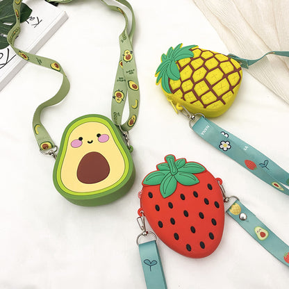 Lovely Girls Cute Pineapple Silicone Crossbody Bag