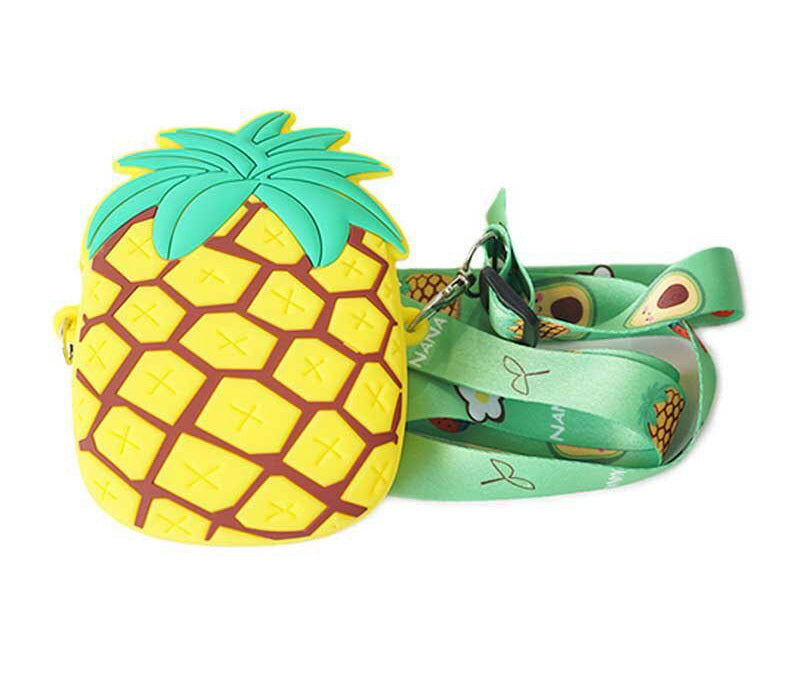 Lovely Girls Cute Pineapple Silicone Crossbody Bag