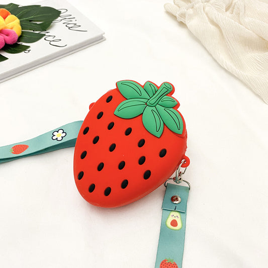 Lovely Girls Cute Strawberry Silicone Crossbody Bag